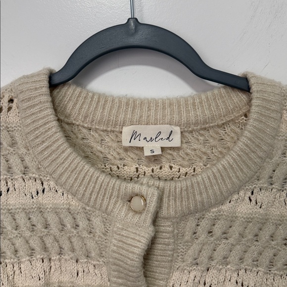 Marled women's crew neck cream button-front cardigan size small - Picture 2 of 5
